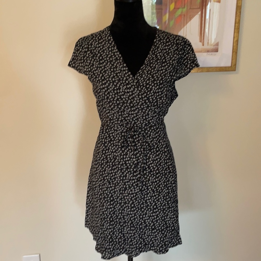 Forever 21 Black & White Floral Wrap Dress